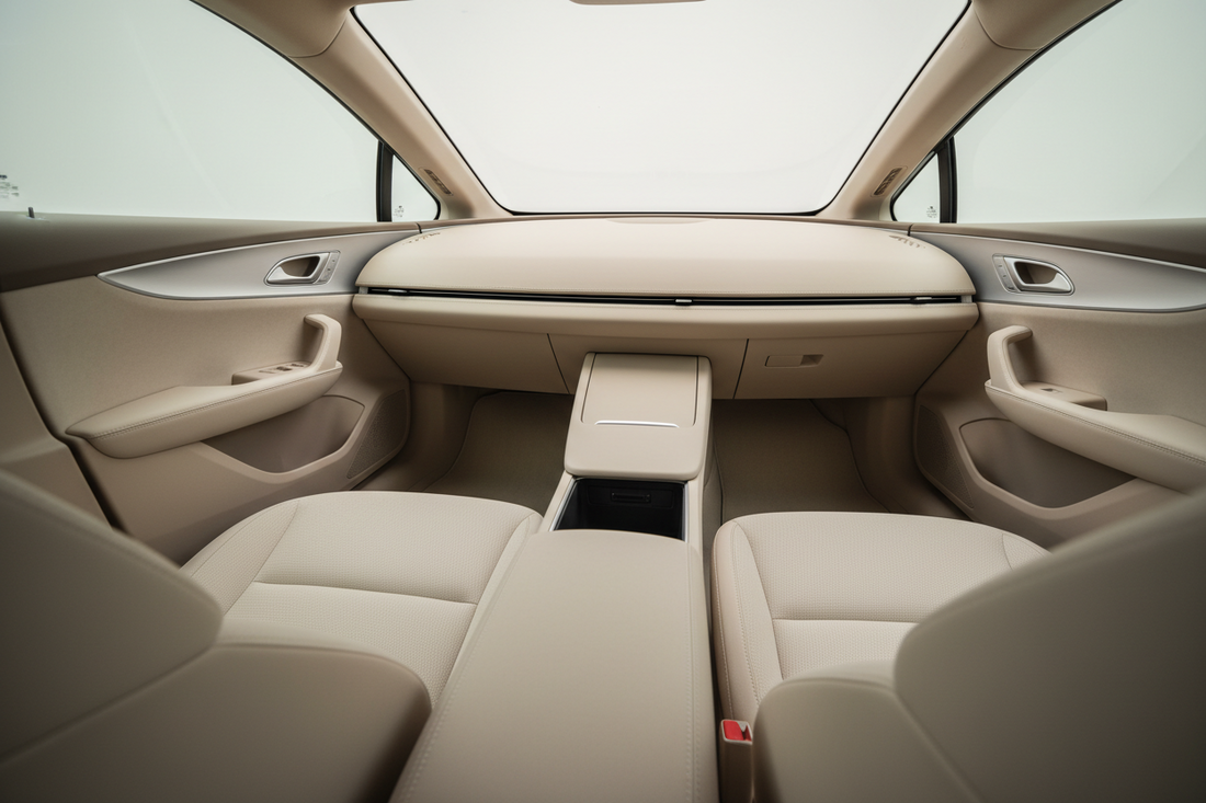 Spotless modern car interior with a clean dashboard and fresh seats